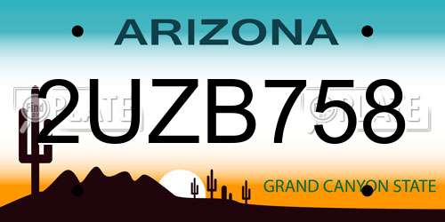 2UZB758 Arizona License Plate