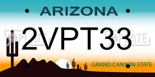 2VPT33 Arizona License Plate