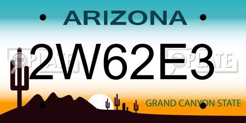 2W62E3 Arizona License Plate