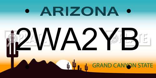 2WA2YB Arizona License Plate