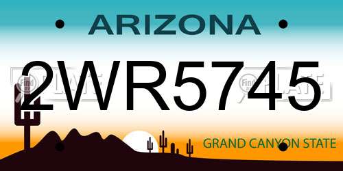 2WR5745 Arizona License Plate