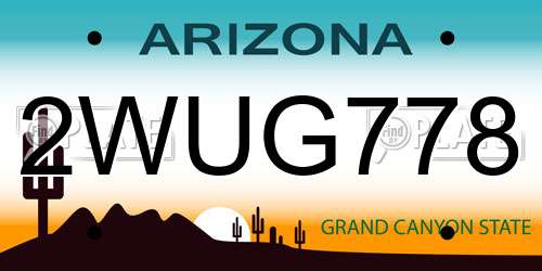 2WUG778 Arizona License Plate