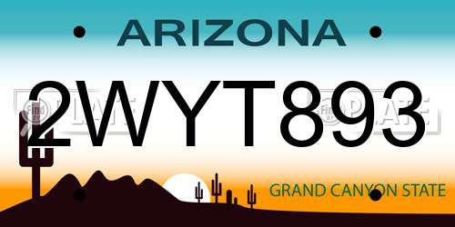 2WYT893 Arizona License Plate