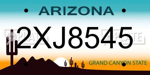 2XJ8545 Arizona License Plate
