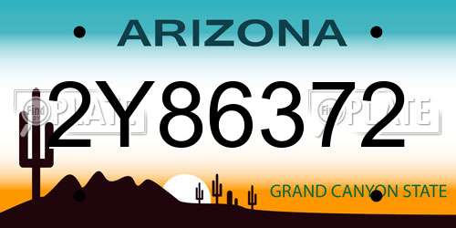 2Y86372 Arizona License Plate