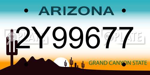 2Y99677 Arizona License Plate