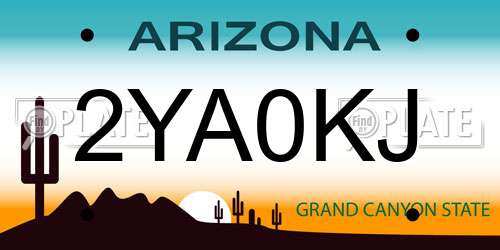2YA0KJ Arizona License Plate
