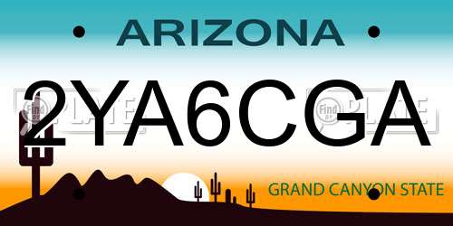 2YA6CGA Arizona License Plate