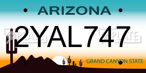 2YAL747 Arizona License Plate