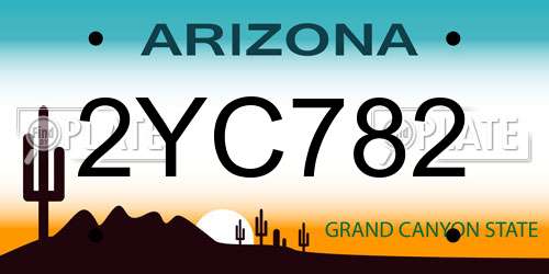 2YC782 Arizona License Plate