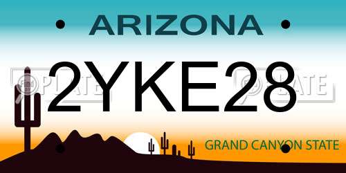 2YKE28 Arizona License Plate