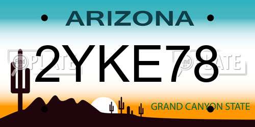 2YKE78 Arizona License Plate