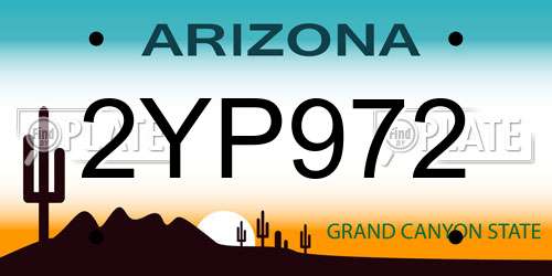 2YP972 Arizona License Plate