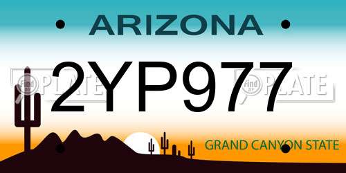 2YP977 Arizona License Plate
