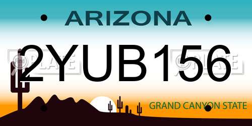 2YUB156 Arizona License Plate