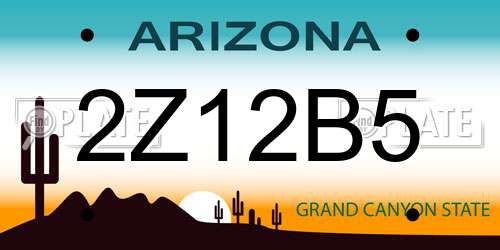 2Z12B5 Arizona License Plate