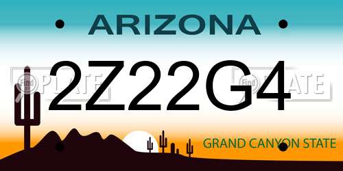 2Z22G4 Arizona License Plate