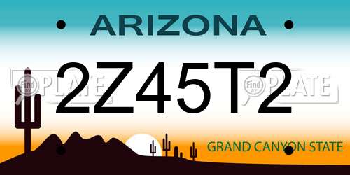 2Z45T2 Arizona License Plate