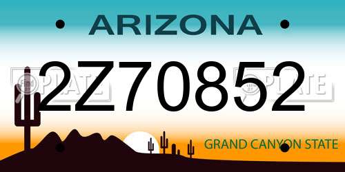 2Z70852 Arizona License Plate