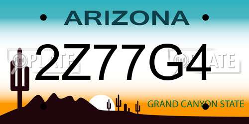 2Z77G4 Arizona License Plate