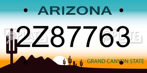 2Z87763 Arizona License Plate