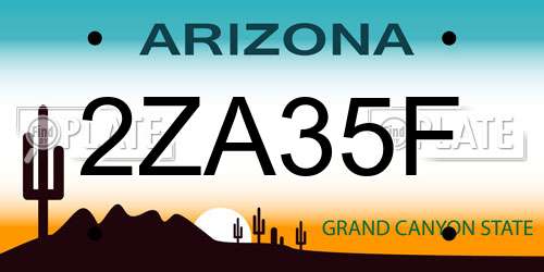 2ZA35F Arizona License Plate