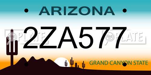 2ZA577 Arizona License Plate