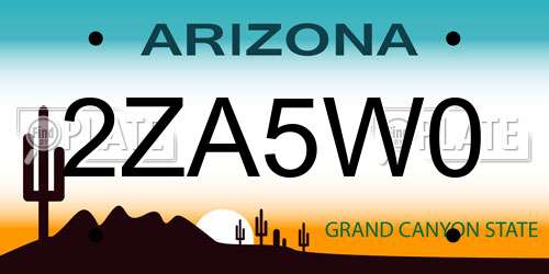2ZA5W0 Arizona License Plate