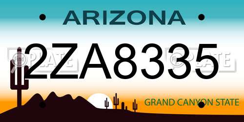 2ZA8335 Arizona License Plate