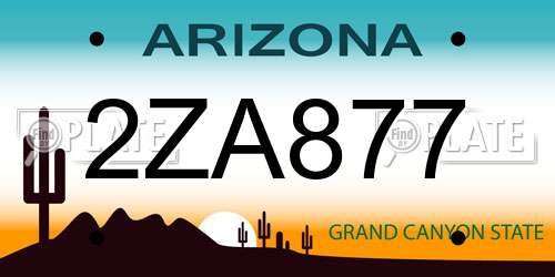 2ZA877 Arizona License Plate