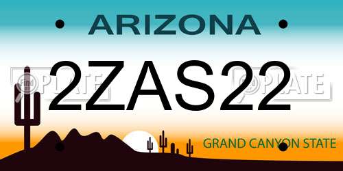 2ZAS22 Arizona License Plate