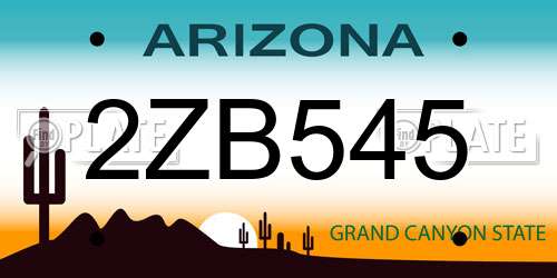 2ZB545 Arizona License Plate