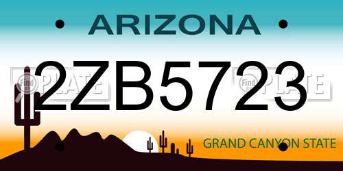 2ZB5723 Arizona License Plate