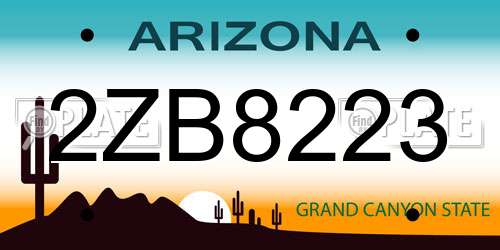 2ZB8223 Arizona License Plate