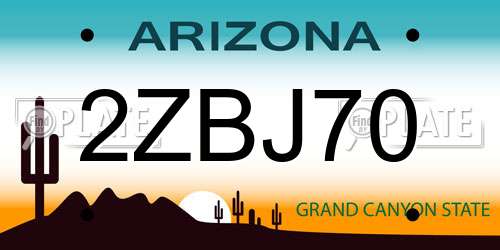 2ZBJ70 Arizona License Plate