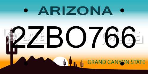 2ZBO766 Arizona License Plate