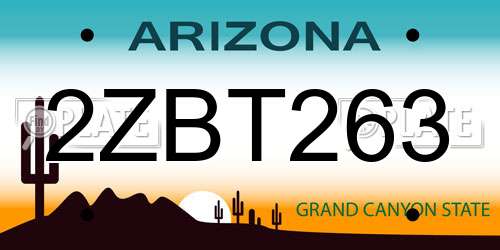 2ZBT263 Arizona License Plate