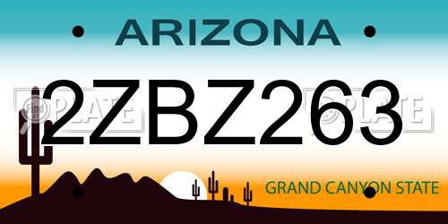 2ZBZ263 Arizona License Plate