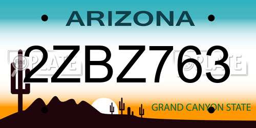 2ZBZ763 Arizona License Plate