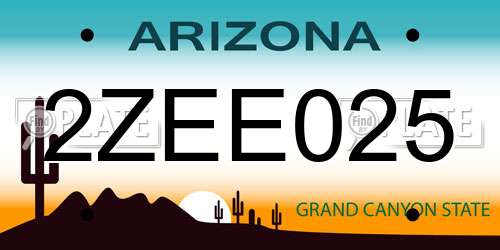 2ZEE025 Arizona License Plate