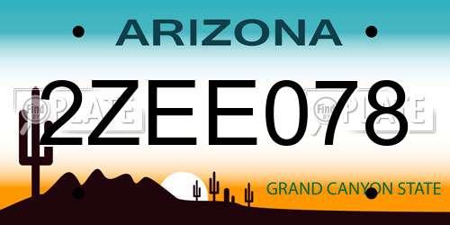 2ZEE078 Arizona License Plate