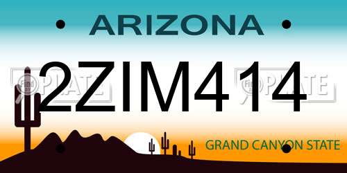 2ZIM414 Arizona License Plate