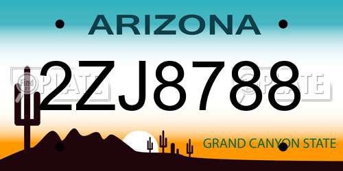 2ZJ8788 Arizona License Plate