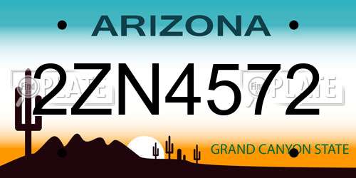2ZN4572 Arizona License Plate