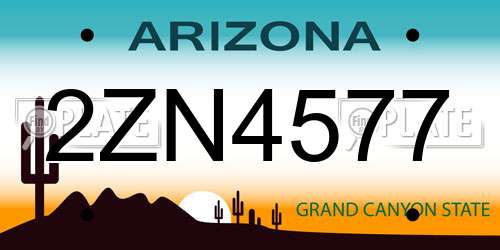 2ZN4577 Arizona License Plate