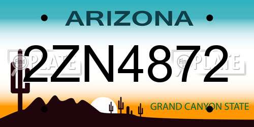 2ZN4872 Arizona License Plate
