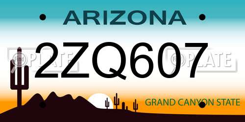 2ZQ607 Arizona License Plate
