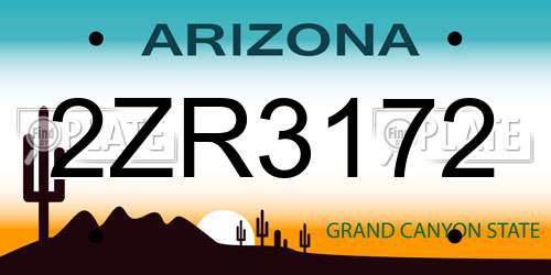 2ZR3172 Arizona License Plate