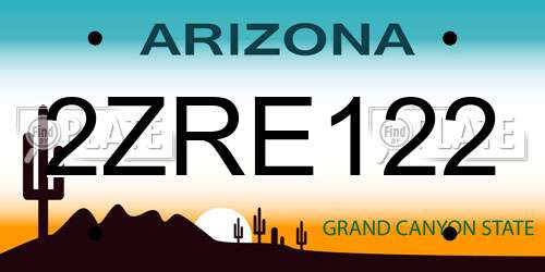 2ZRE122 Arizona License Plate