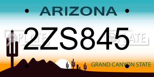 2ZS845 Arizona License Plate